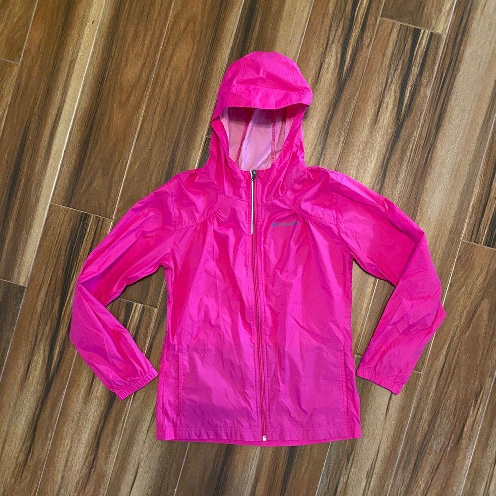 Columbia jacket, pink rain jacket, girls 14/16